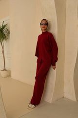 Burgundy Cropped Set