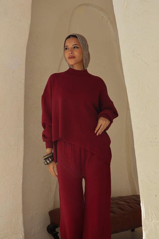 Burgundy Cropped Set