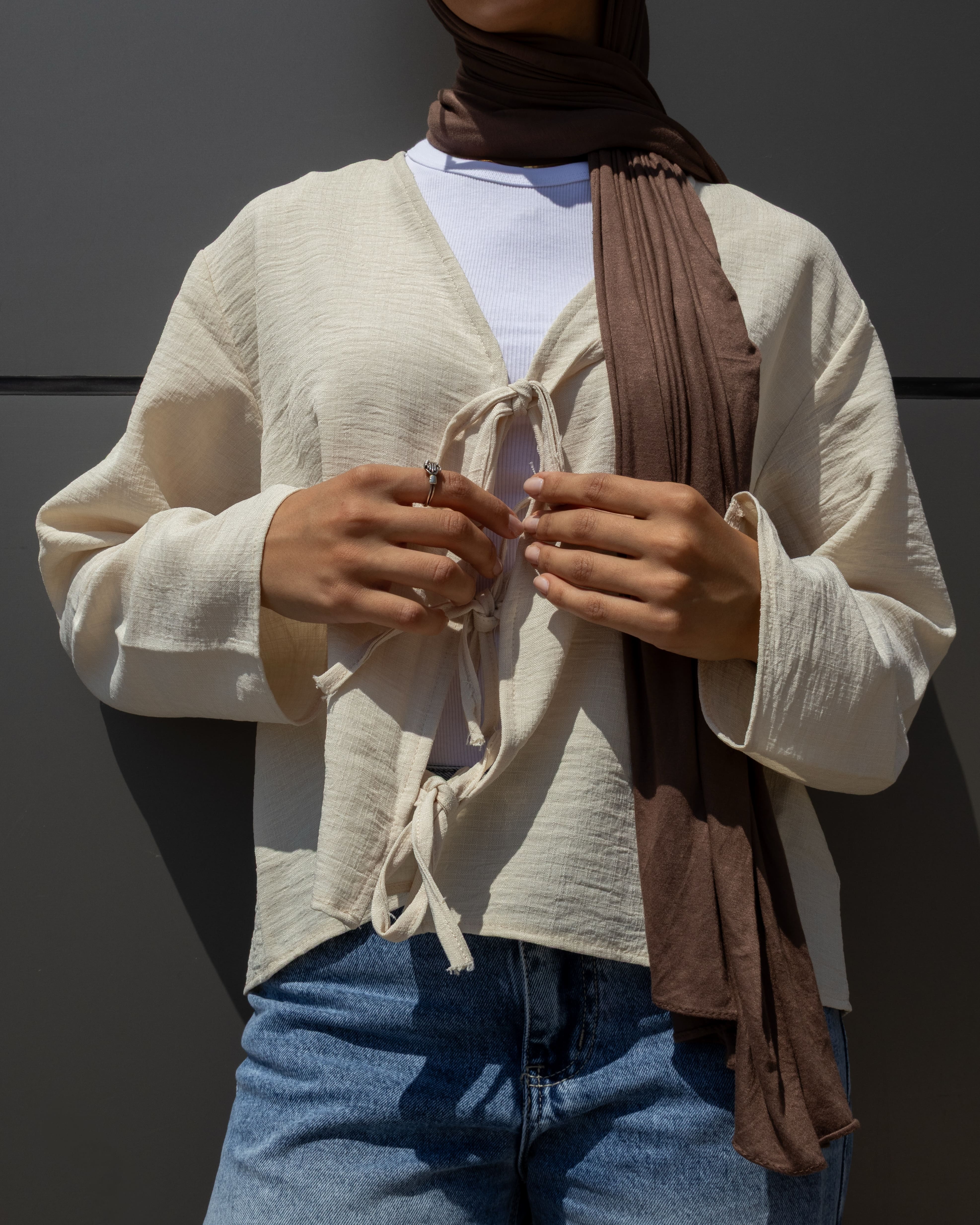 Ribbon-Tie - Long Sleeve Blouse Off White Ribbon-Tie - Long Sleeve Blouse Off White