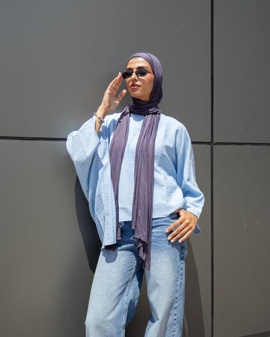 Relaxed Texture - Long Sleeve Blouse Sky Blue