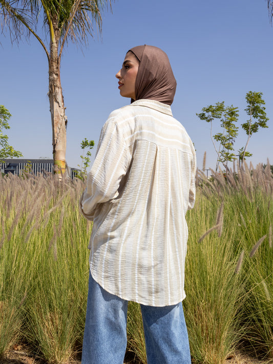 Textured Stripe - Linen Shirt Cream