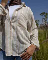 Textured Stripe - Linen Shirt Cream