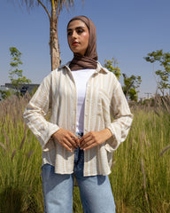 Textured Stripe - Linen Shirt Cream