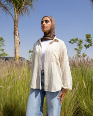 Textured Stripe - Linen Shirt Cream