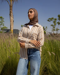 Textured Stripe - Linen Shirt Camel