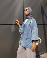 Belted Kimono - Denim Jacket Light Blue