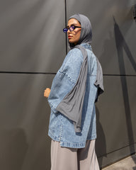 Belted Kimono - Denim Jacket Light Blue