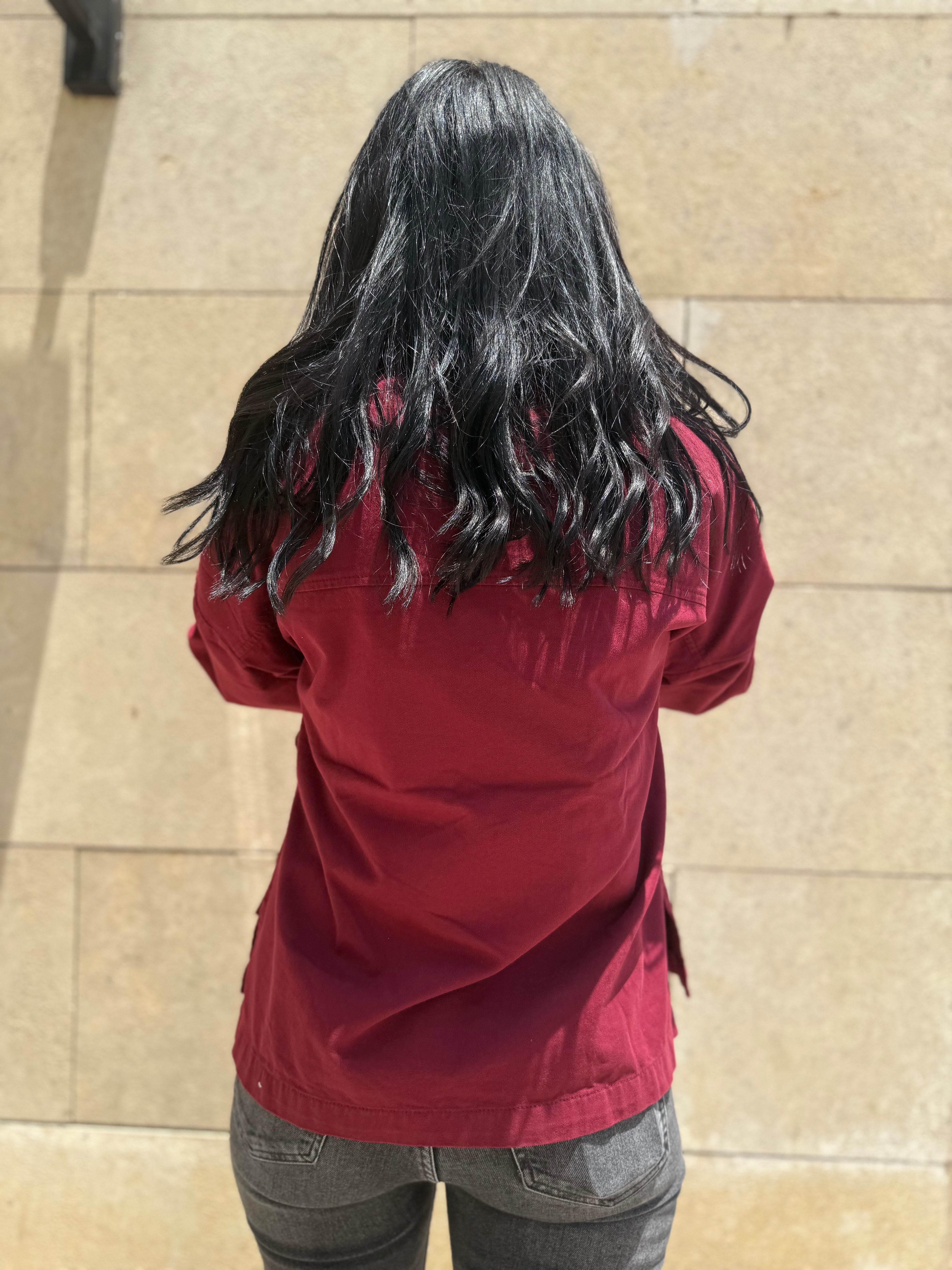 Belted Kimono - Denim Jacket burgundy Belted Kimono - Denim Jacket burgundy