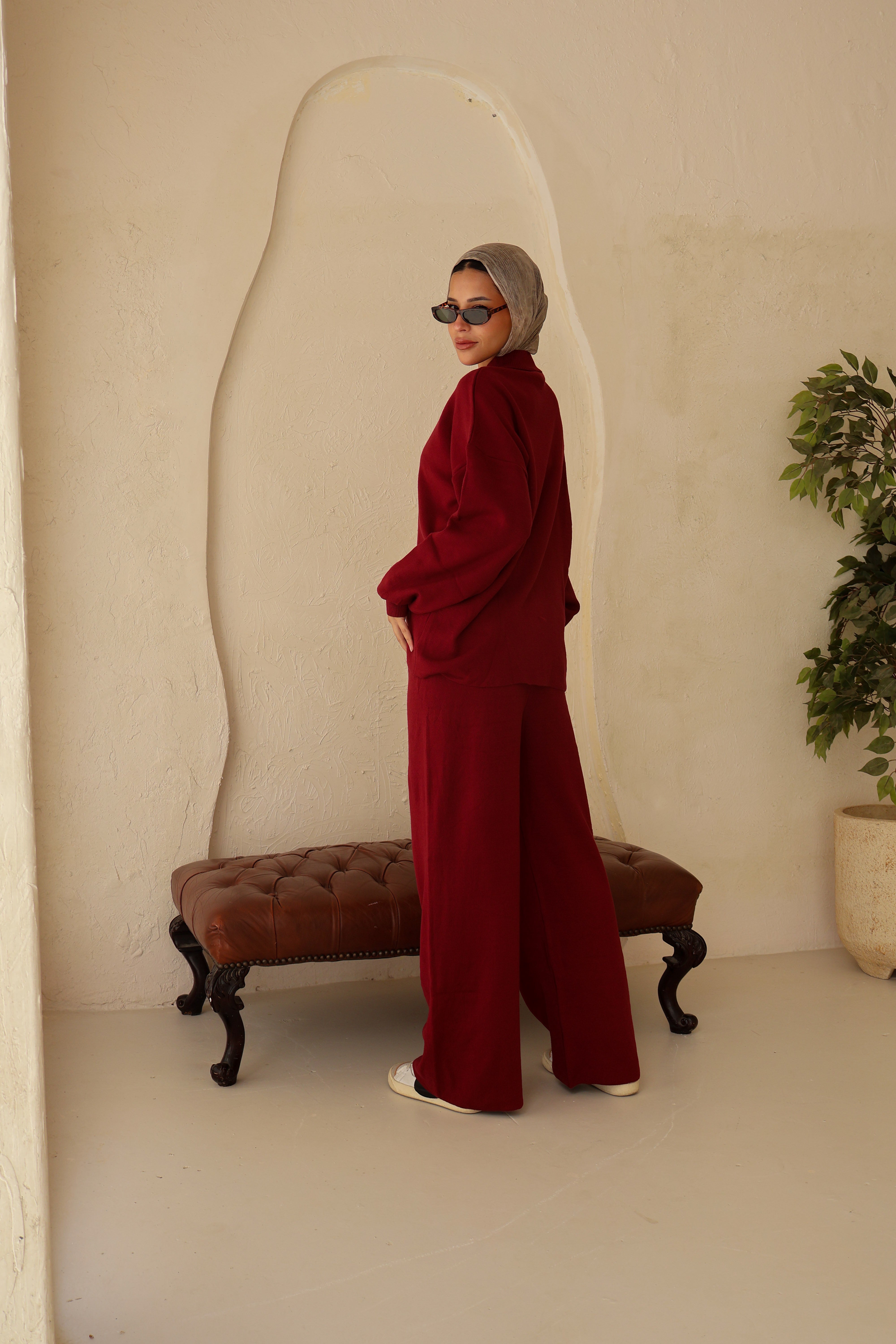 Burgundy Cropped Set