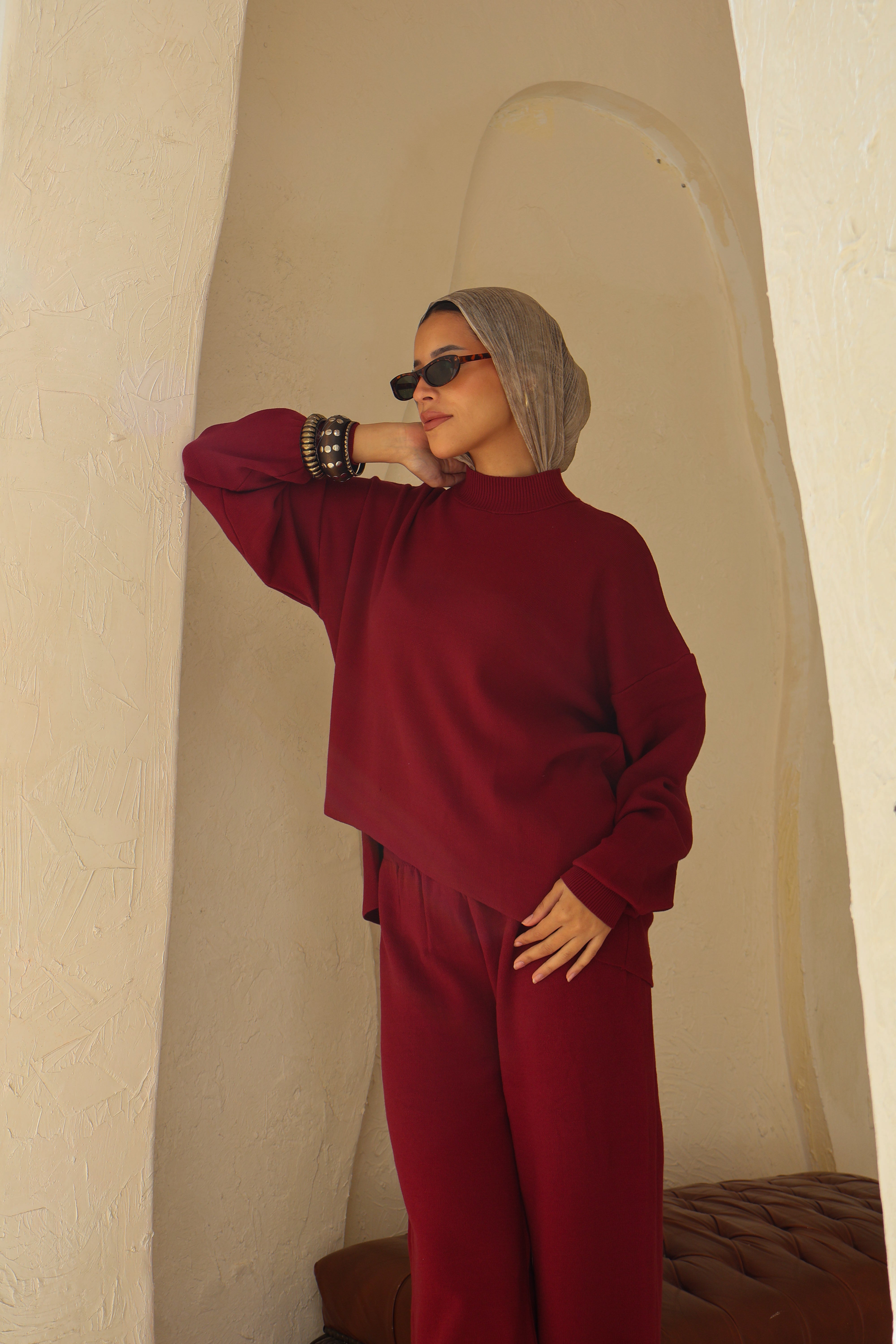 Burgundy Cropped Set
