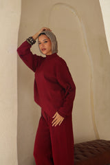 Burgundy Cropped Set
