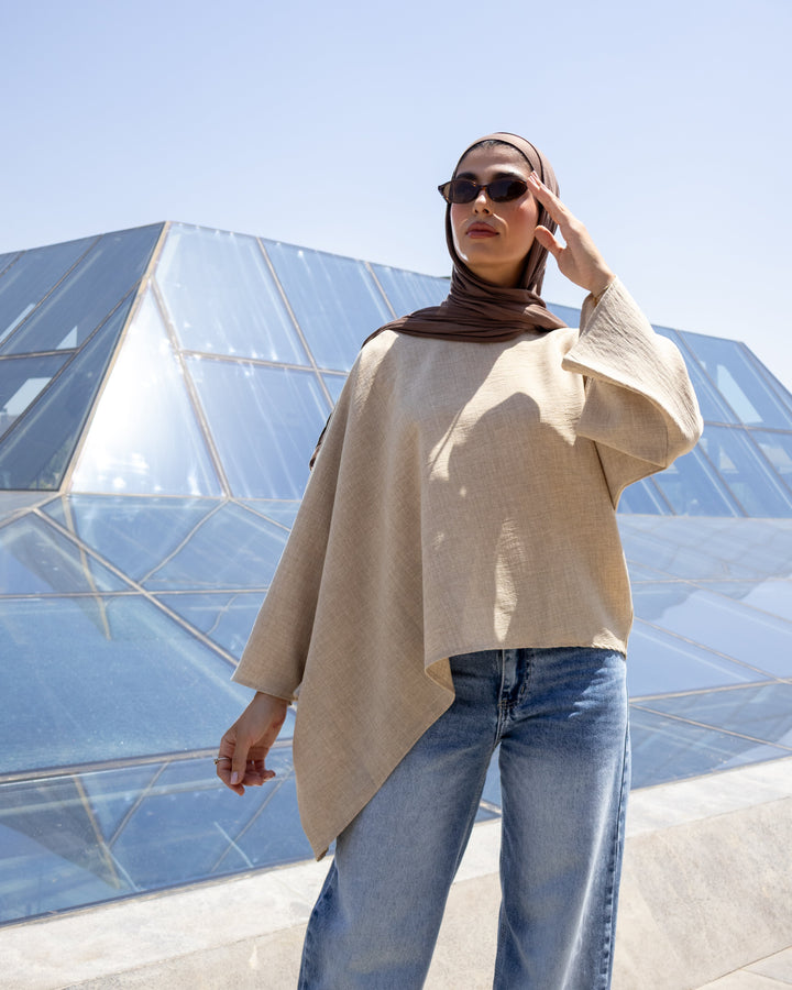 Relaxed Texture - Long Sleeve Blouse Sand Beige