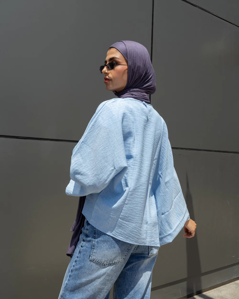 Relaxed Texture - Long Sleeve Blouse Sky Blue