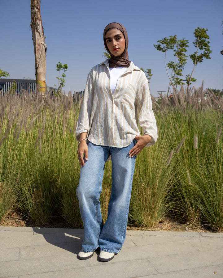 Textured Stripe - Linen Shirt Cream