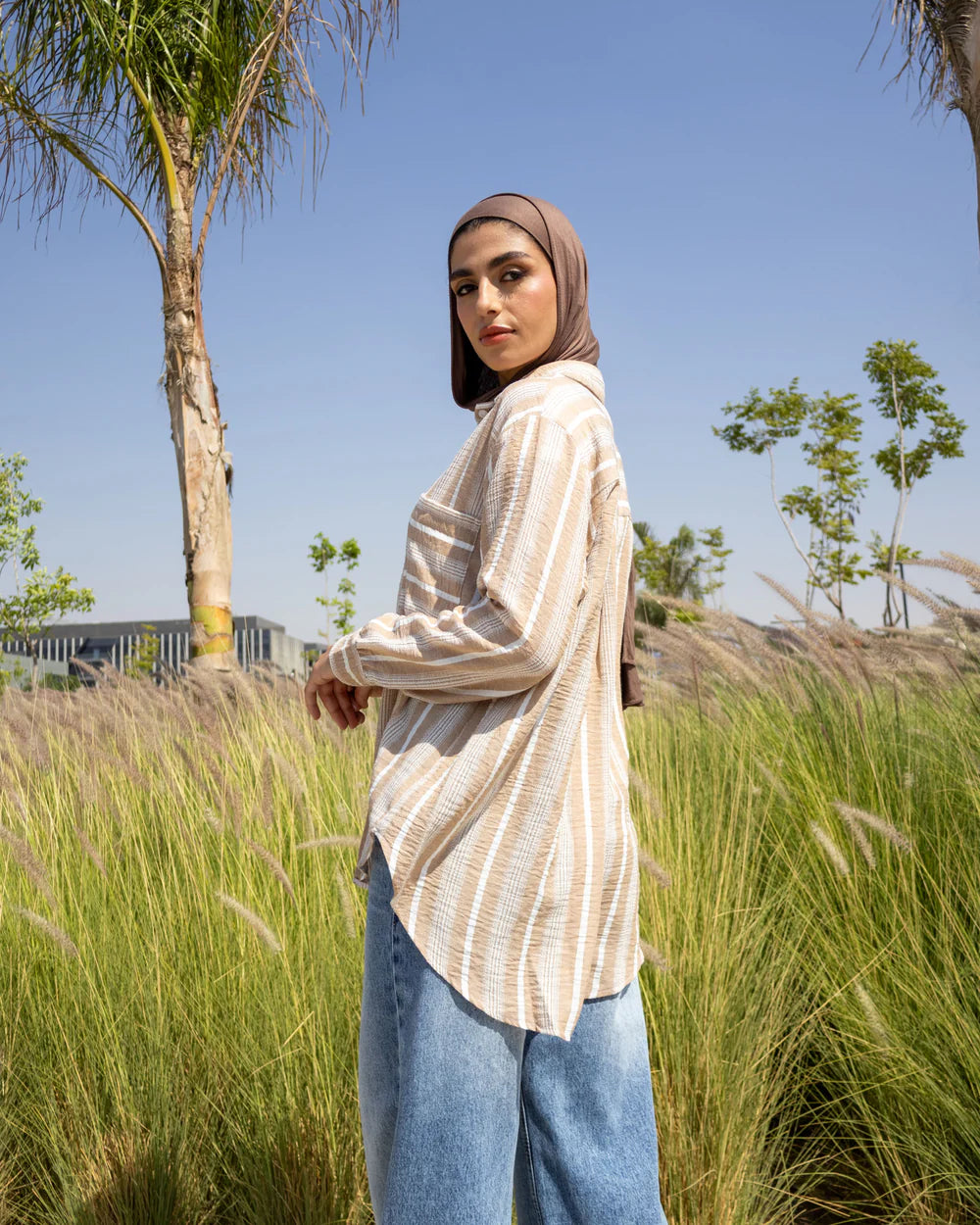 Textured Stripe - Linen Shirt Camel